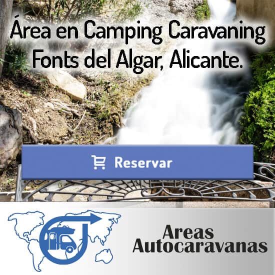 Área en Camping Caravaning Fonts del Algar, Alicante.