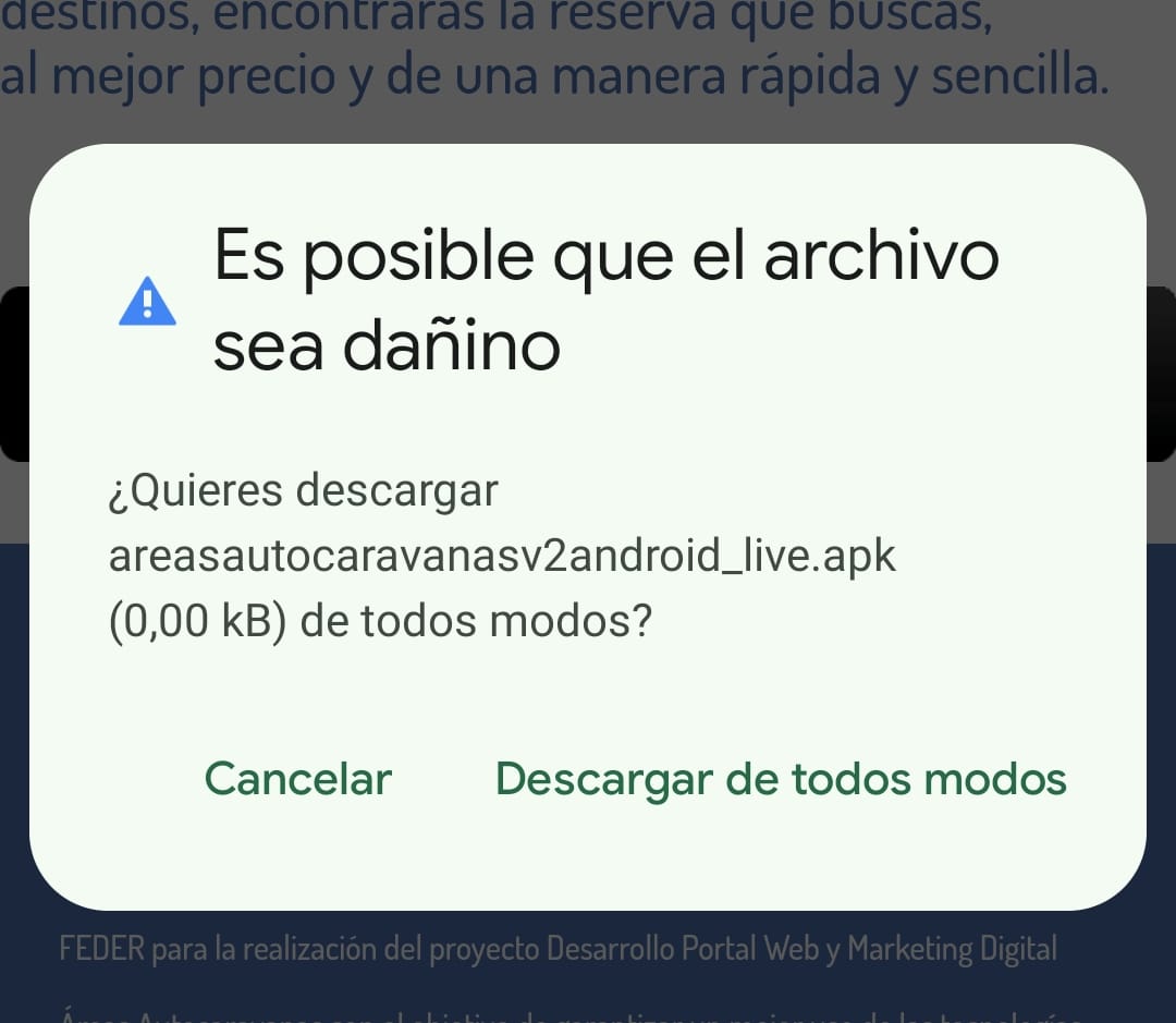 Como instalar nosso aplicativo areasautocaravanas.com no Android sem Google Play