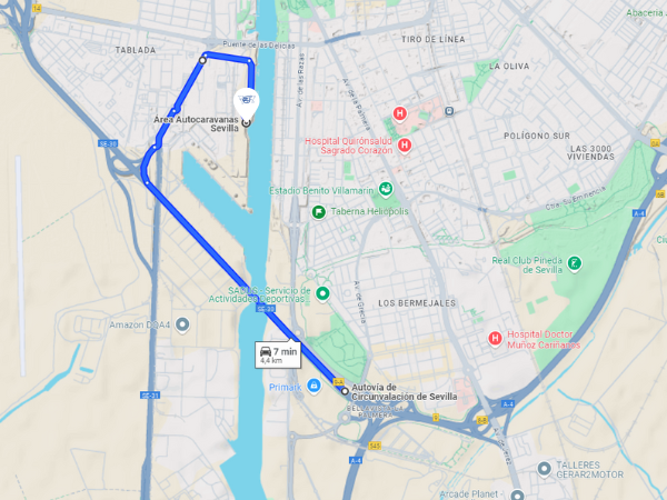 Información de interés sobre los accesos al Área Autocaravanas de Sevilla