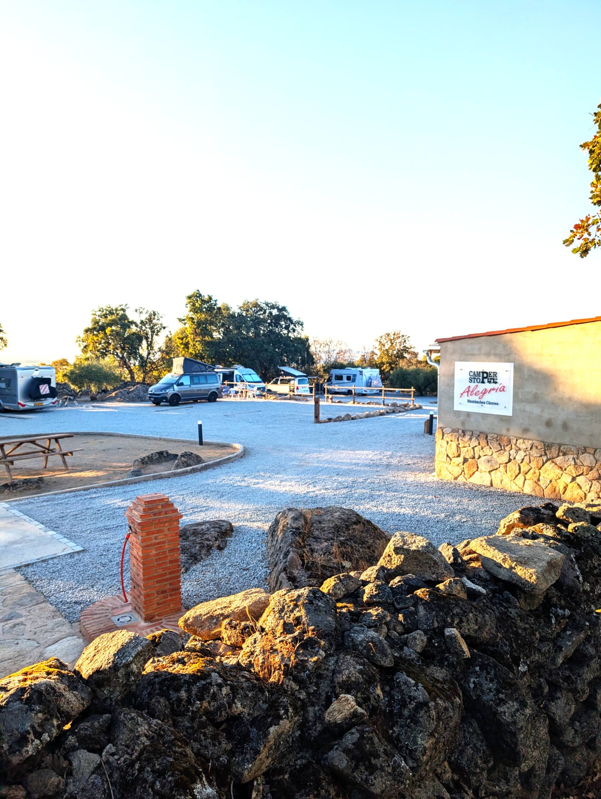 Arrêt camping-car Alegría, Montánchez, Cáceres.